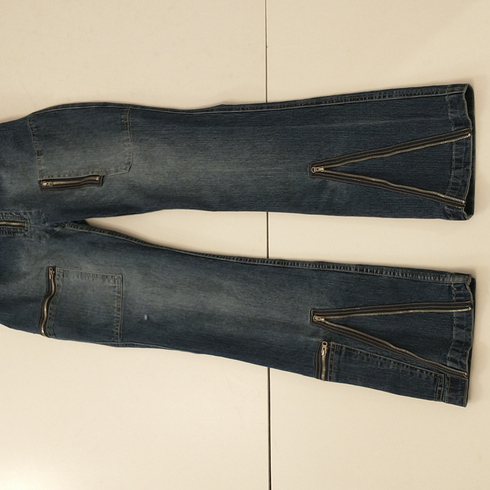 Vintage Denim Jumpsuit Sexy Rocawear 90s Stretch Jeans lots Zippers One Piece M - Picture 13 of 16